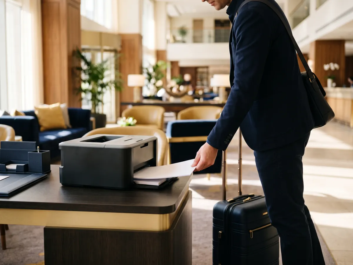 Traveller abroad printing a new international driving permit received by email